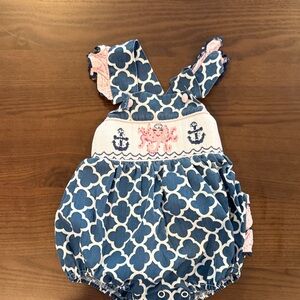 Stellybelly Nautical Baby Romper with Anchor and Octopus Design. Size 6Mo